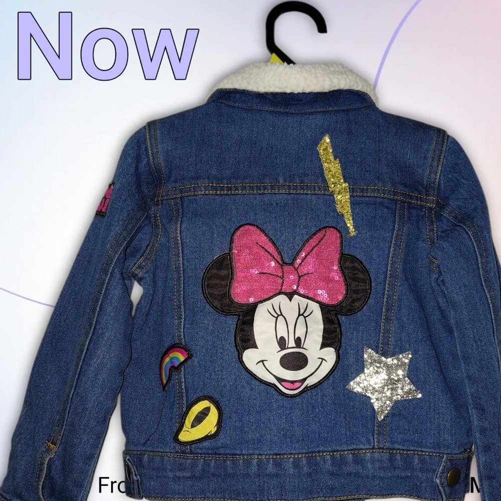 Disney Blue Jean Jacket with White Fleece Collar - Picture 3 of 4
